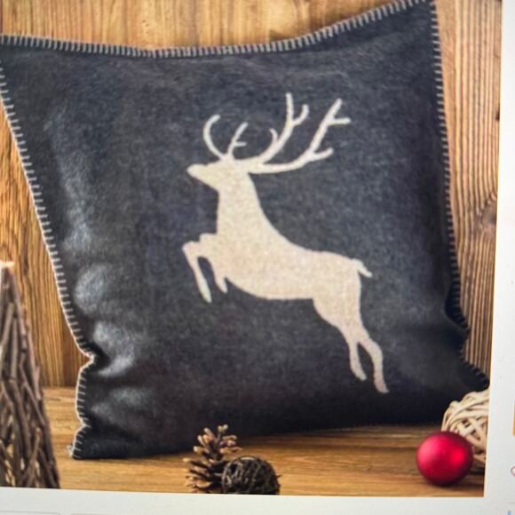 David Fussenegger Leaping Reindeer Stag Luxe Classic Decor Accent Pillow - Picture 9 of 9